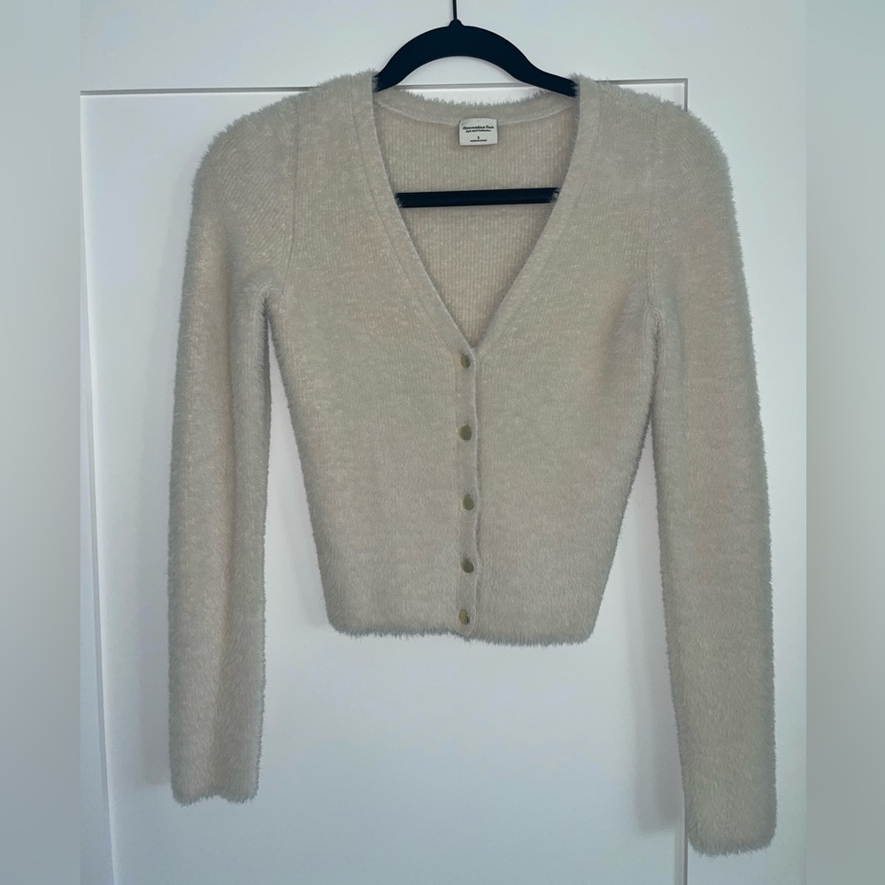 Abercrombie & Fitch Cream Eyelash Knit Cardigan